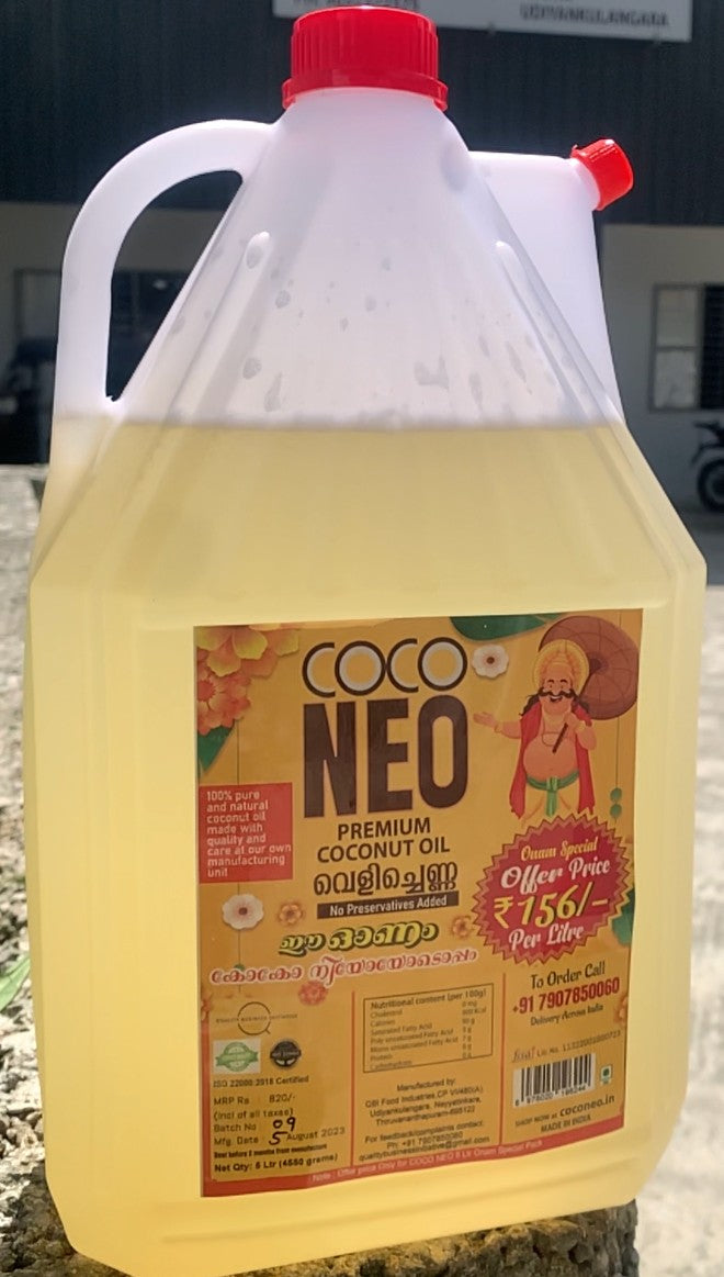 Coco Neo Premium Coconut Oil | 5 Liter Can | Onam Special Sale Pack